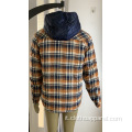 Giacca-camicia da uomo in flanella trapuntata con cappuccio